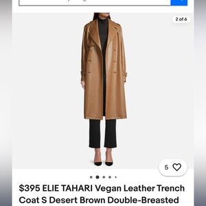 Elie Tahari Vegan Leather Trench new with tag